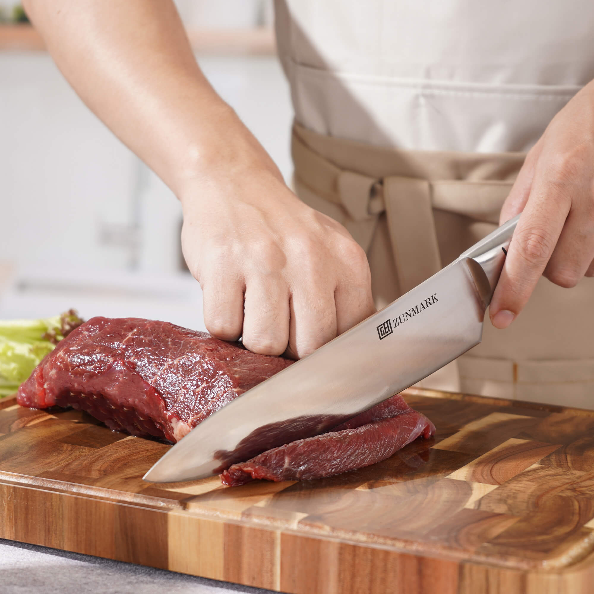 Arbor 13-Piece Knife Block Set – Built-in Sharpener, Silver