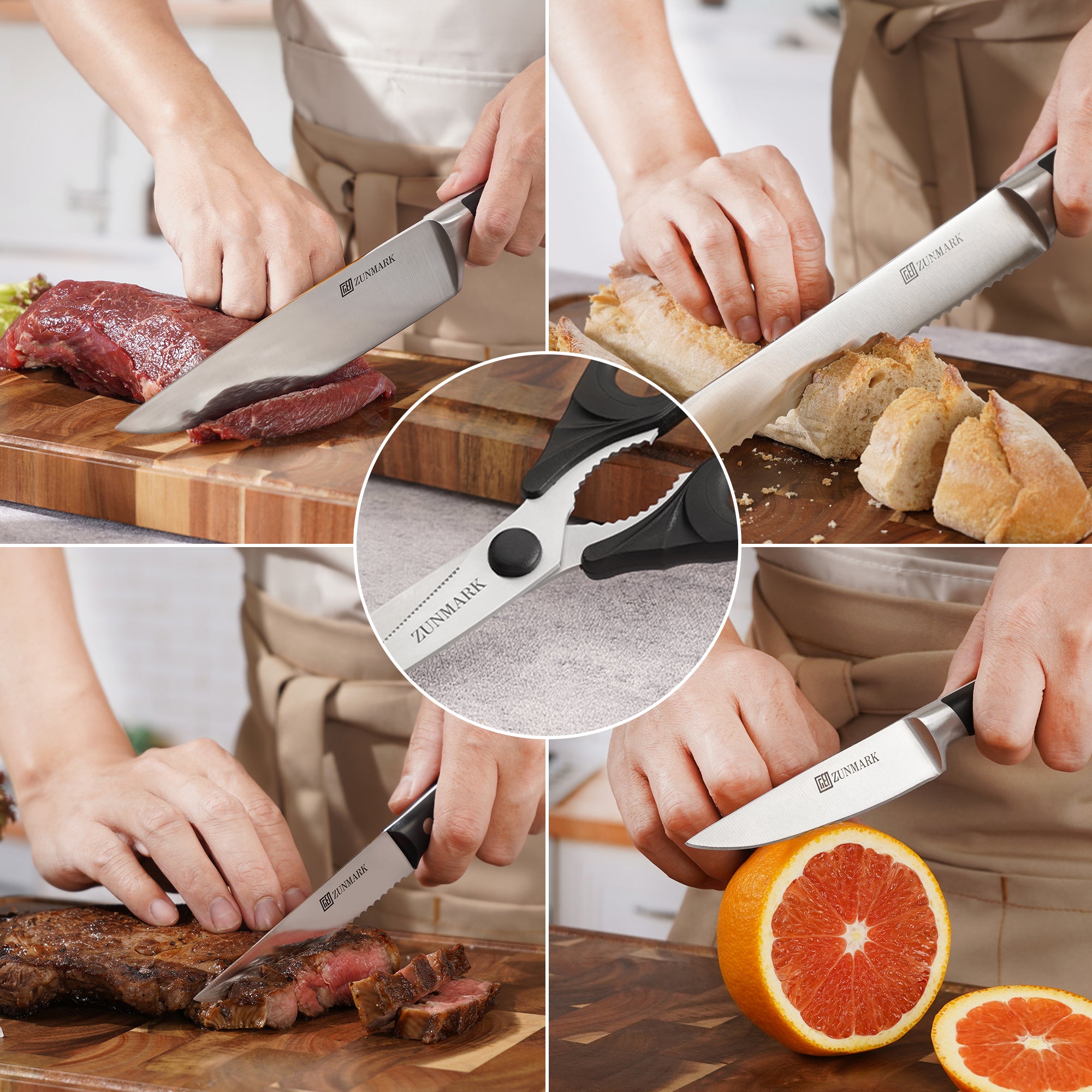 Arbor 13-Piece Knife Block Set – Built-in Sharpener, Black