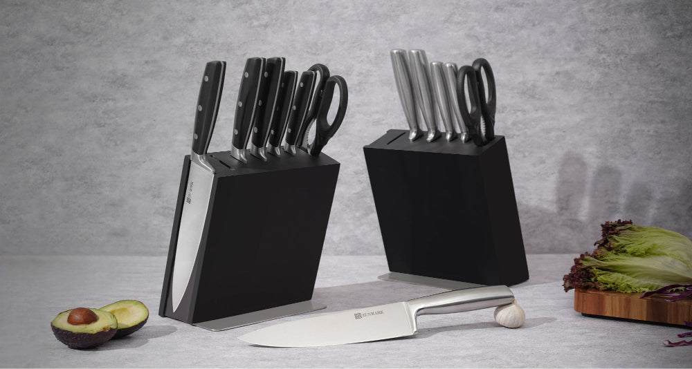 Luna Magnetic 7-Piece Knife Block Set, Black