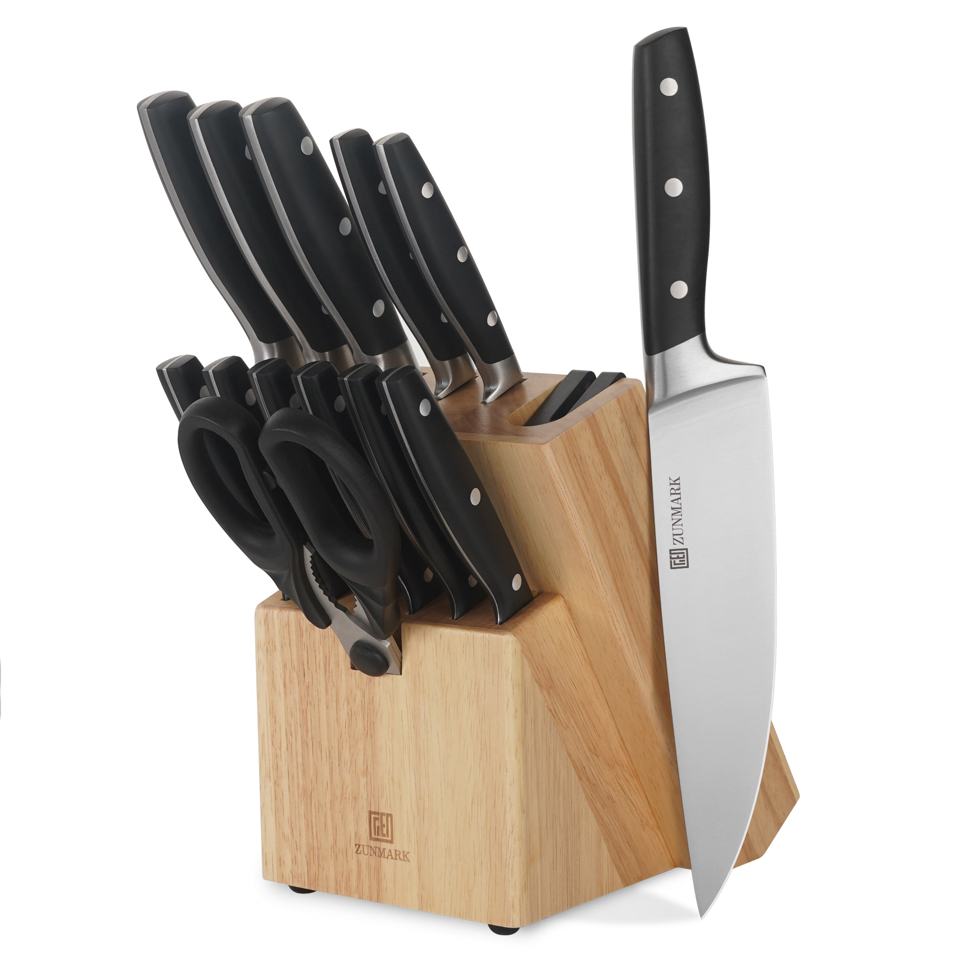 Arbor 13-Piece Knife Block Set – Built-in Sharpener, Black