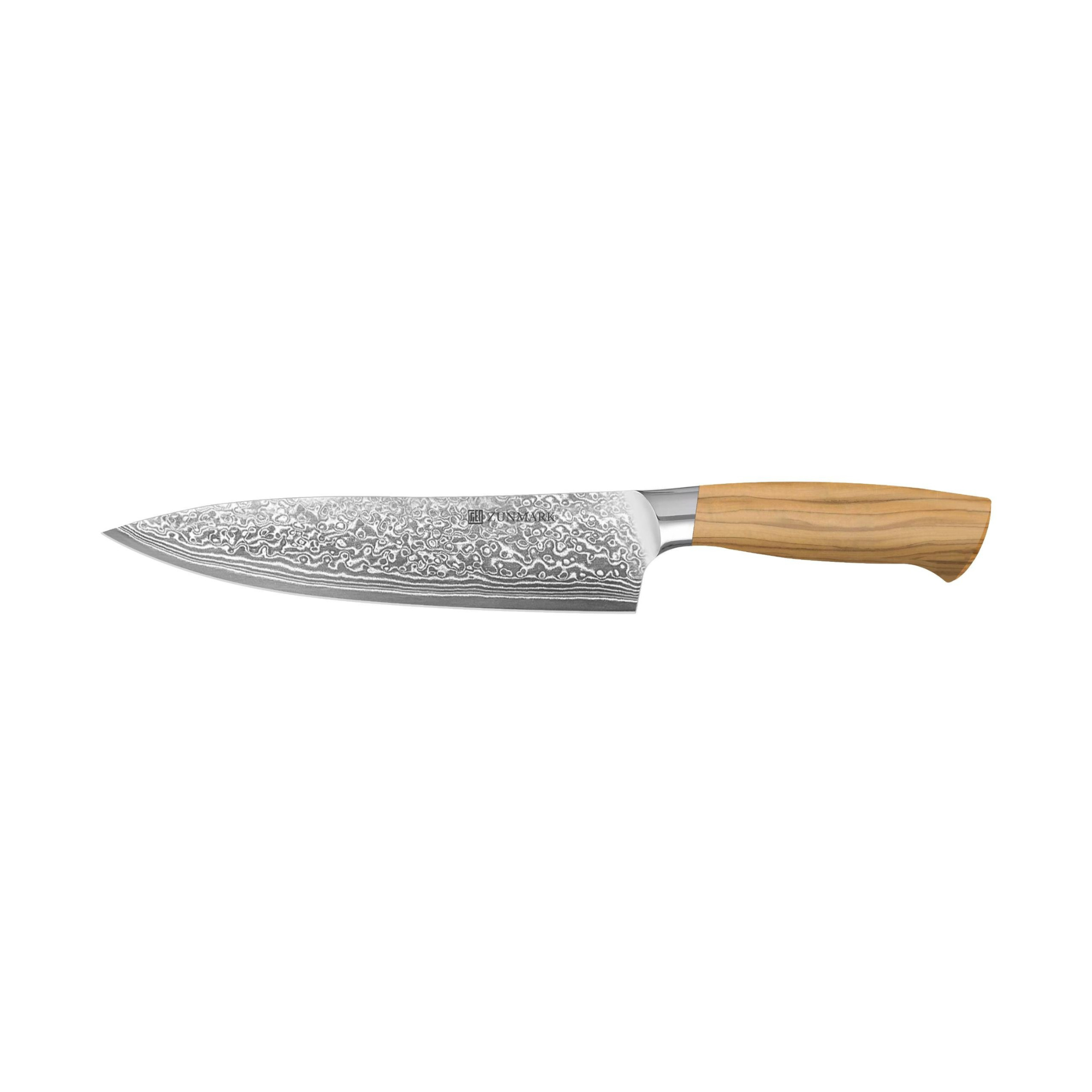 8IN Chef Knife - 3-Layer Composite Steel with 10Cr15CoMoV Core, Natural Wood-Grain Pakkawood Handle with Exquisite Mosaic Pin Seisen Series
