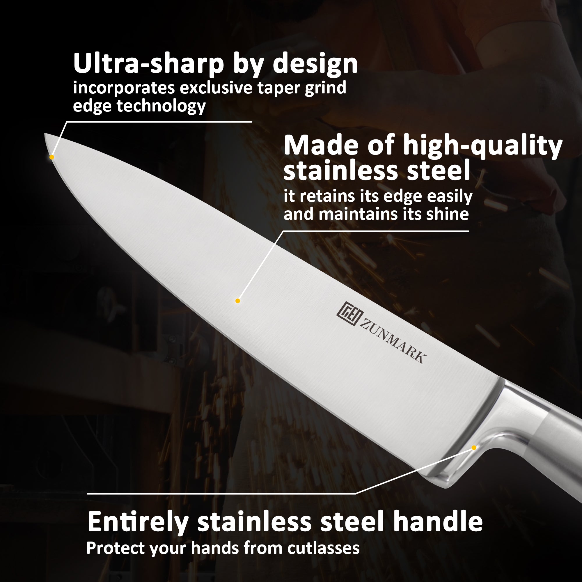 Luna Magnetic 7-Piece Knife Block Set, Silver