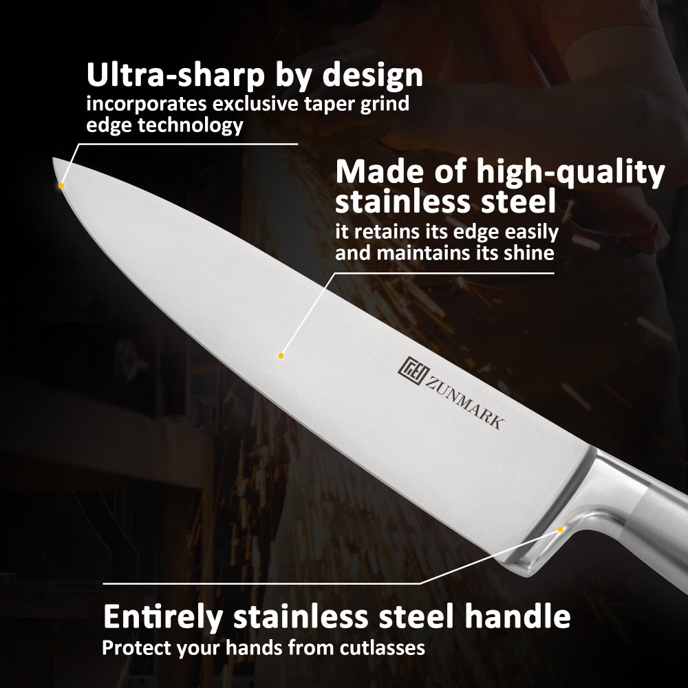 Luna Magnetic 7-Piece Knife Block Set, Silver