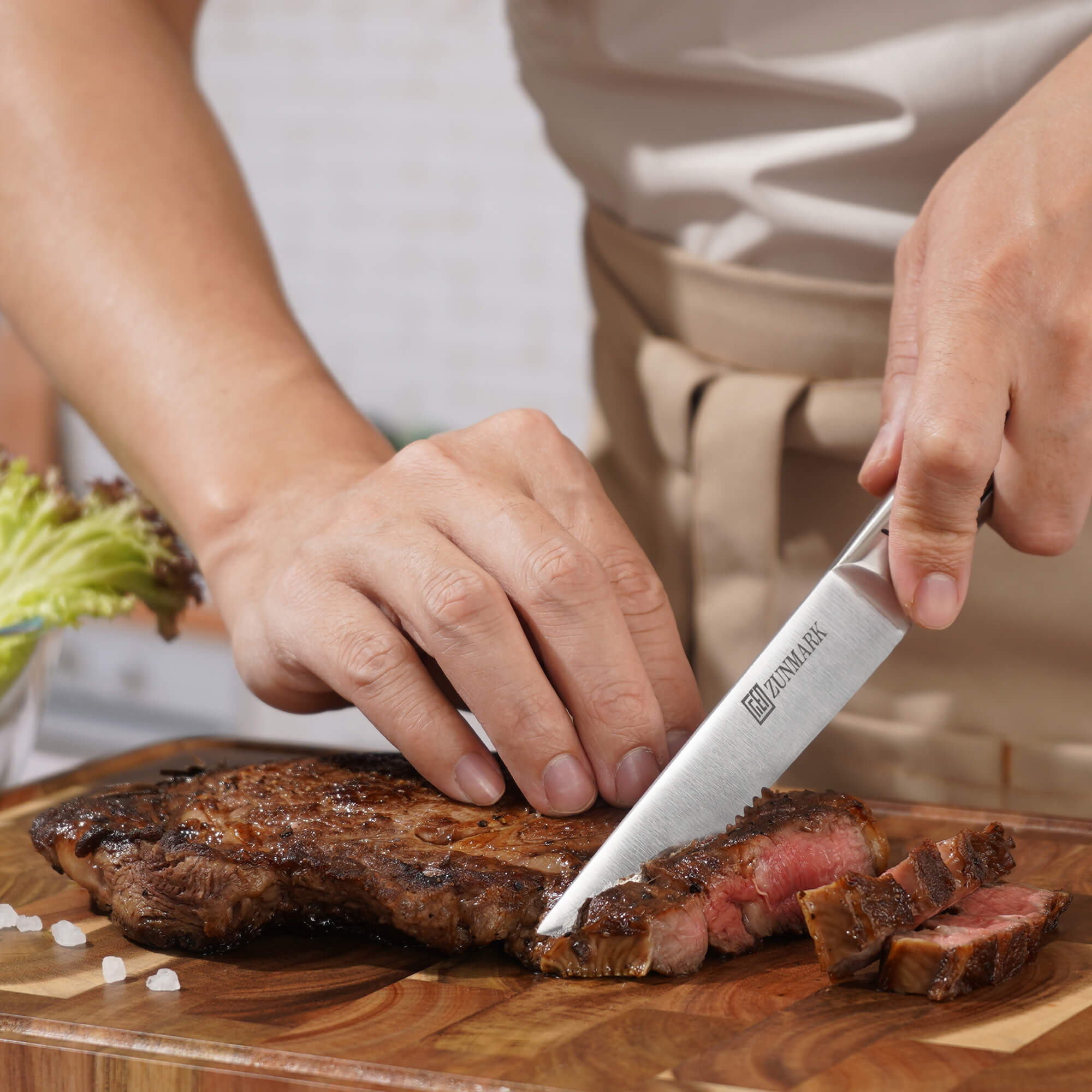 Arbor 13-Piece Knife Block Set – Built-in Sharpener, Silver