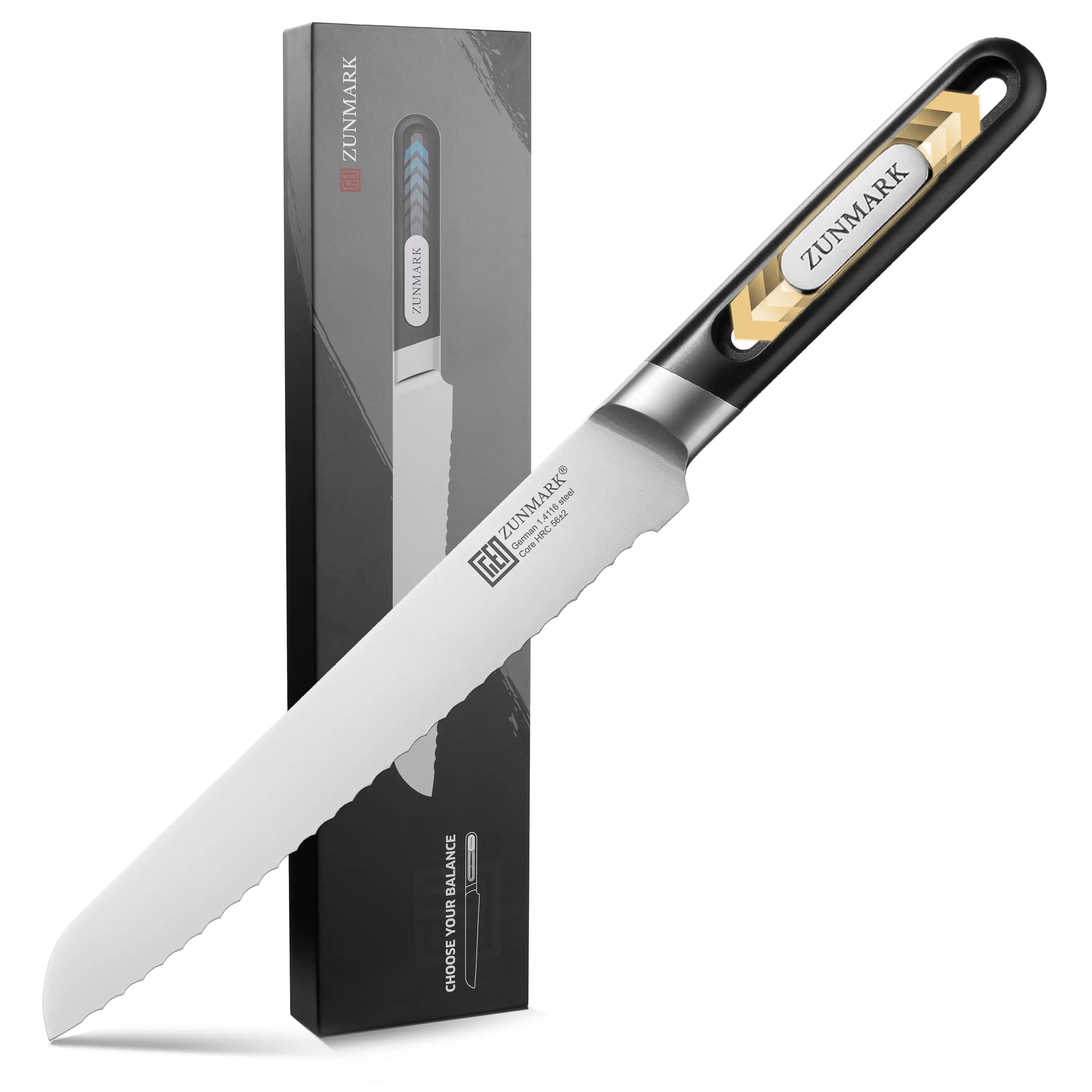 ZUNMARK 8” Bread Knife with Sliding Weight System – Crafted for Lasting Sharpness|Kinhua Series