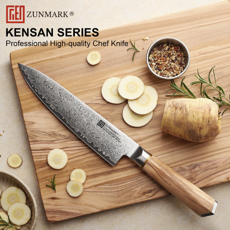 ZUNMARK 8” Damascus Chef Knife– Crafted for Lasting Sharpnes丨Kensan Series