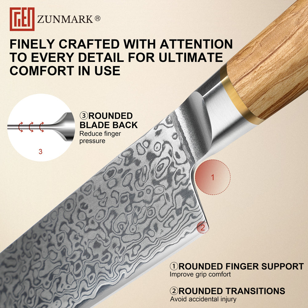 ZUNMARK 8” Damascus Chef Knife– Crafted for Lasting Sharpnes丨Kensan Series