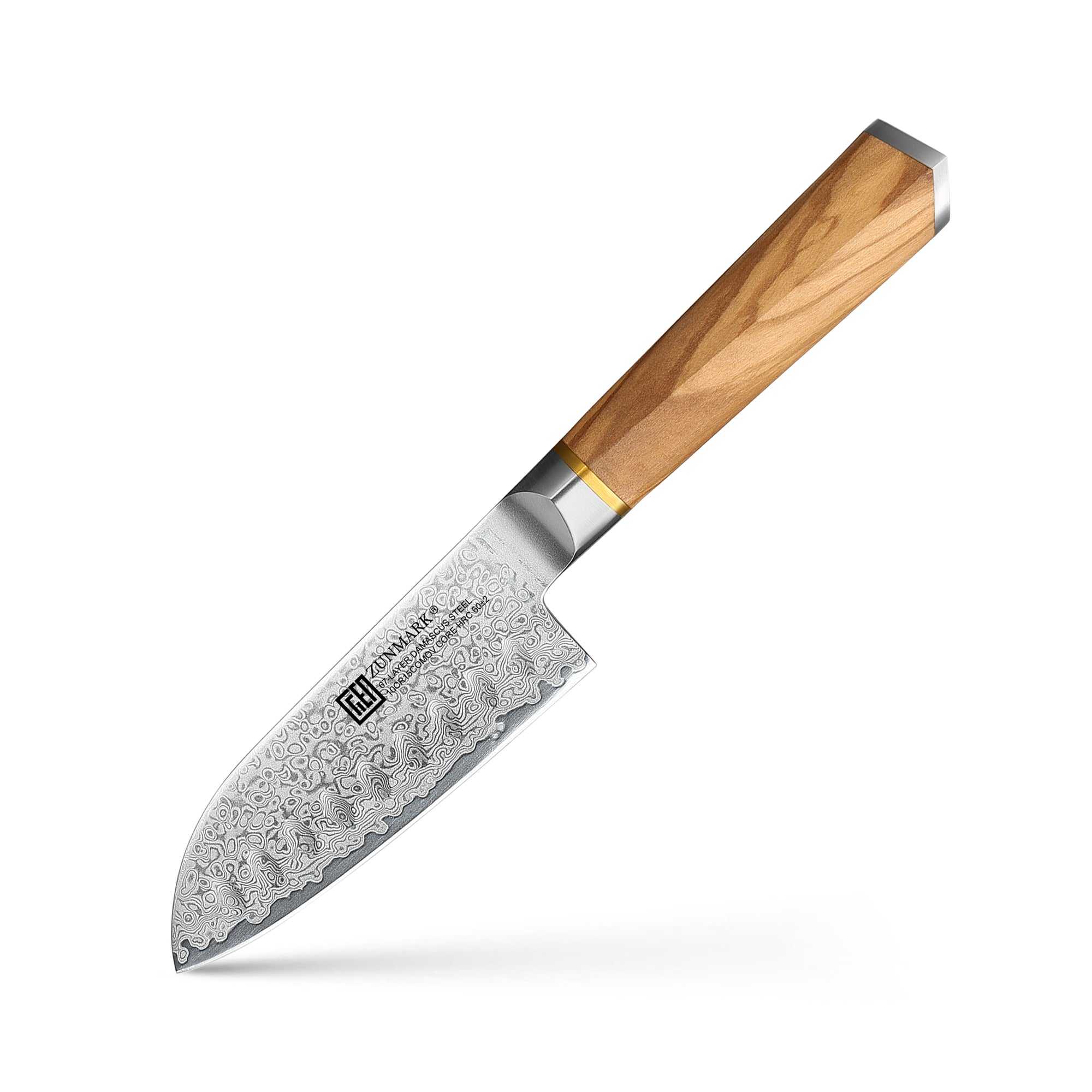 ZUNMARK 6 inch Damascus Santoku Knife - Kensan Series Premium Kitchen Knives