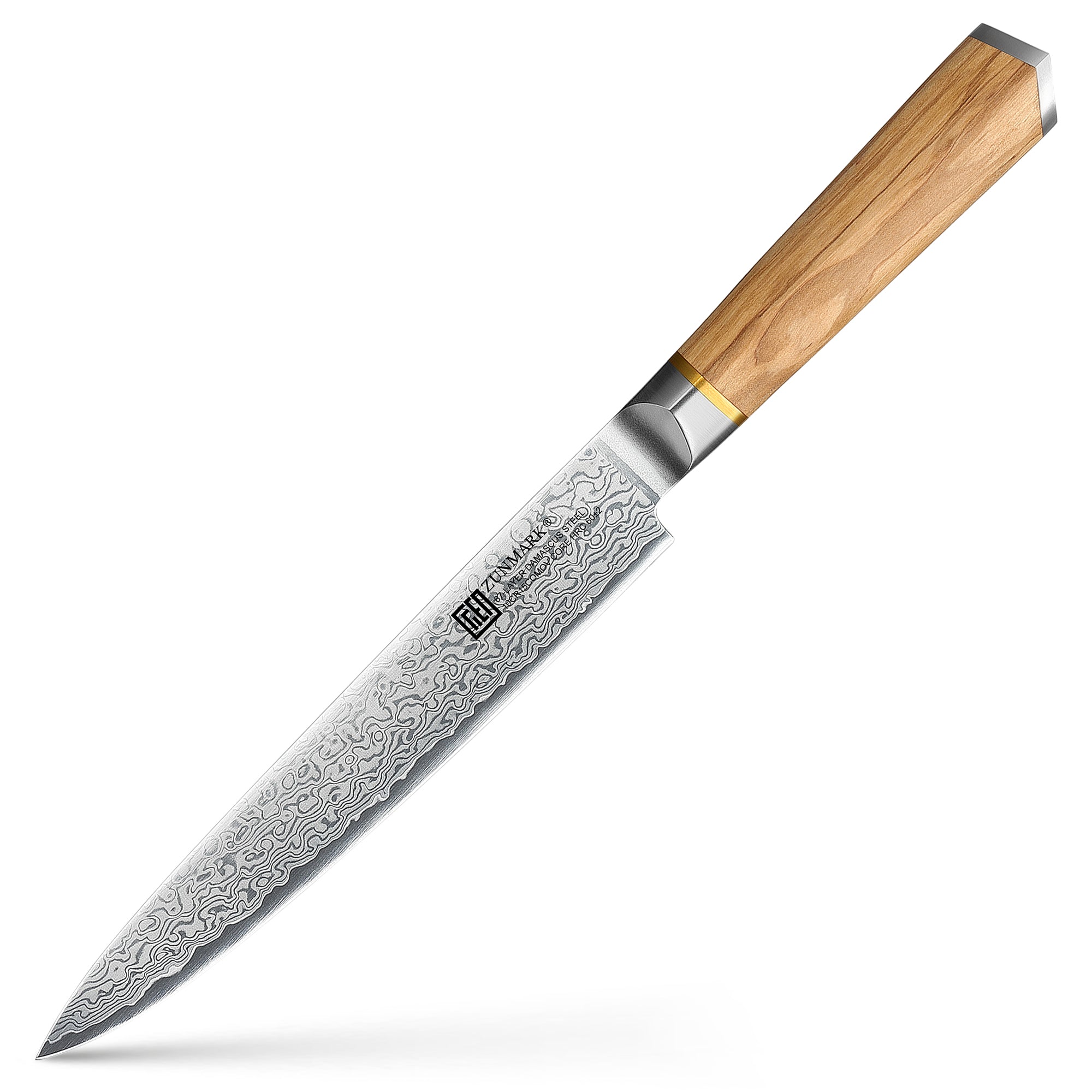 ZUNMARK 8 inch Damascus Carving Knife - Kensan Series Premium Kitchen Knives