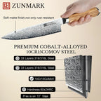 zunmark 8 inch damascus knife blade material